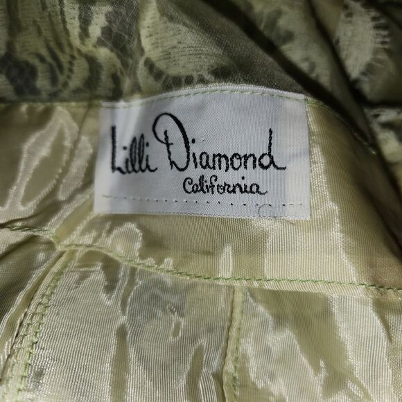 Lilli Diamond of California Green Tiered Lacy Layered Midi Dress - Picture 7 of 7